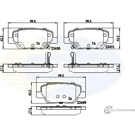 Тормозные колодки дисковые, комплект COMLINE 1194338169 22449, 22450, 22451 CBP32323 MJRRJCX изображение 0