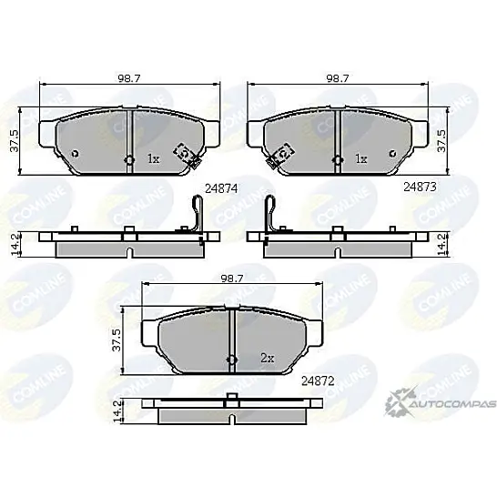Тормозные колодки дисковые, комплект COMLINE 2918002 T7CP9I9 24872, 24873, 24874 CBP3405