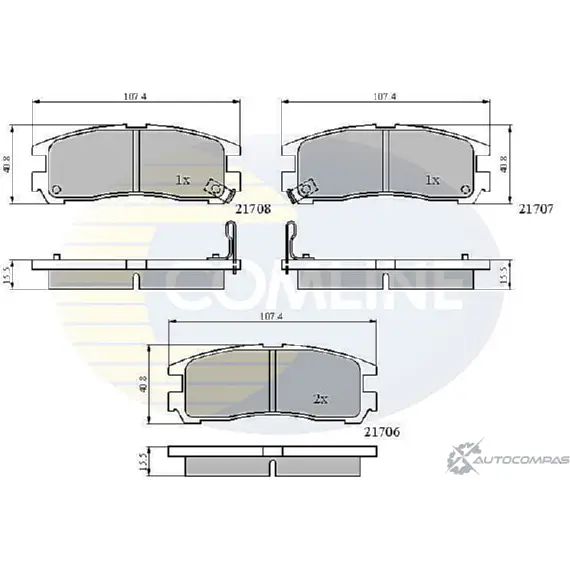 Тормозные колодки дисковые, комплект COMLINE 2918019 84OA4 CBP3468 21706, 21707, 21708