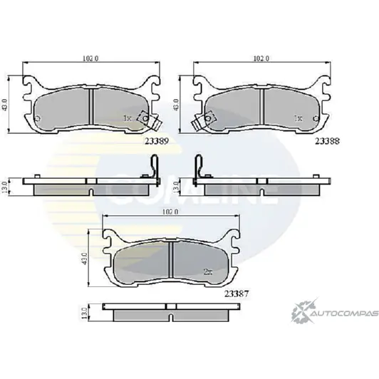 Тормозные колодки дисковые, комплект COMLINE CBP3822 YPHP7 2918111 23387, 23388, 23389 изображение 0