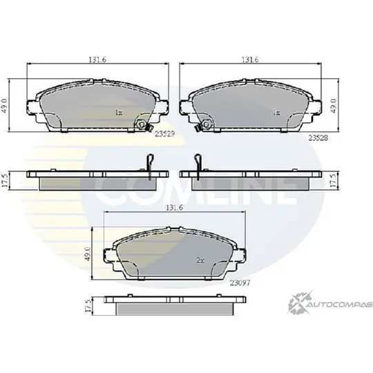 Тормозные колодки дисковые, комплект COMLINE I84803 2918159 CBP3943 23097, 23528, 23529
