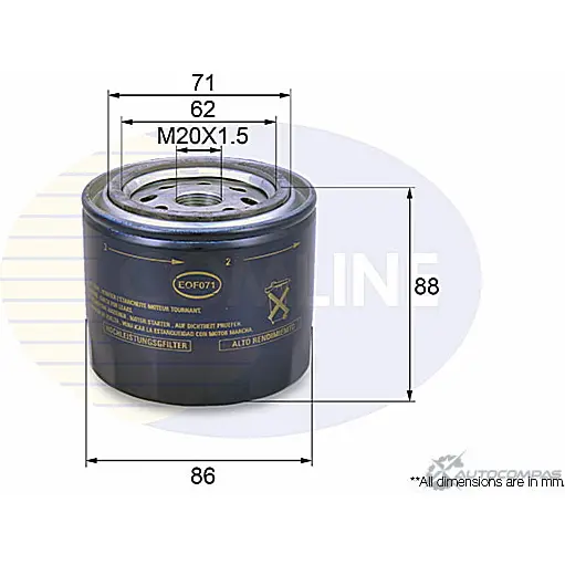 Масляный фильтр COMLINE EOF071 B9K3 7OO 2923678