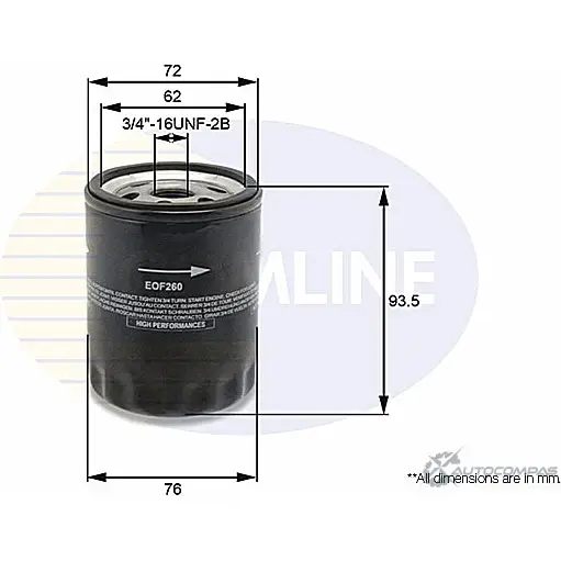 Масляный фильтр COMLINE EOF260 2923836 0QJ X32B изображение 0