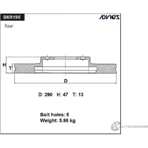 Тормозной диск задний ADVICS QND LM 'B6R195 WM1J2L4 1420567995 изображение 0