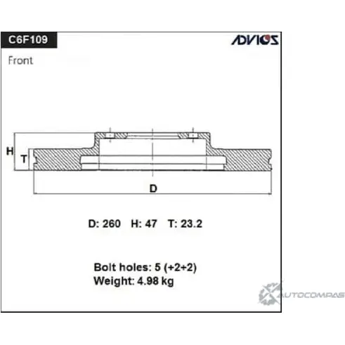 Тормозной диск передний ADVICS 9Z ICV EBB1LO5 1420567956 'C6F109 изображение 0