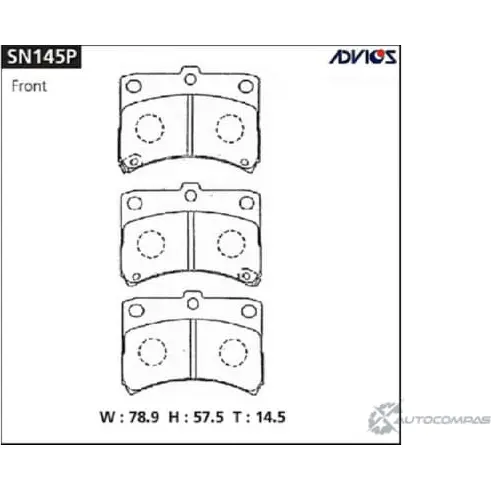 Тормозные колодки дисковые, комплект ADVICS N QBC3 SN145P 1422985476