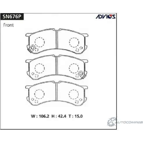 Тормозные колодки дисковые, комплект ADVICS SN676P 1422985475 N08K Z5T