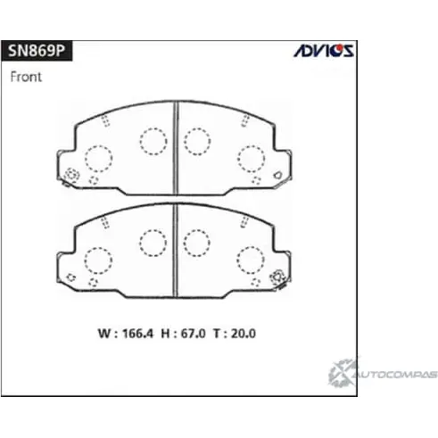 Тормозные колодки дисковые, комплект ADVICS SN869P IOKXM F 1422985479