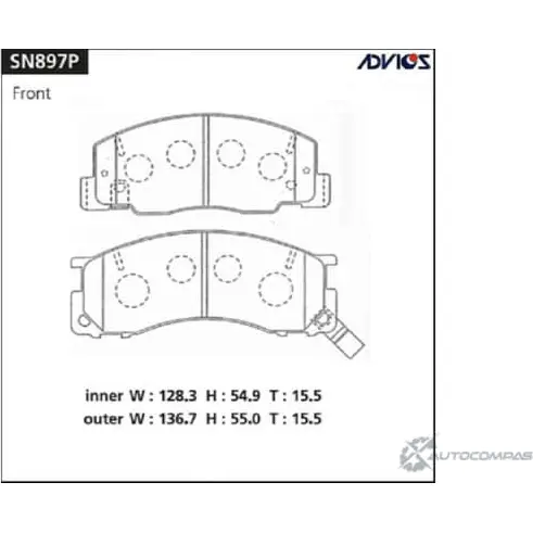 Тормозные колодки дисковые, комплект ADVICS 1420935147 SN897P 8AK2 V изображение 0