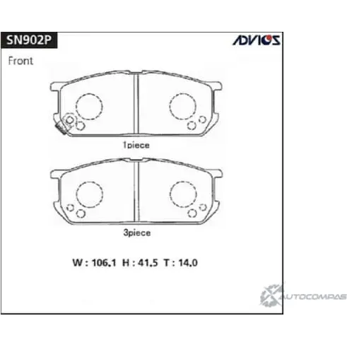Тормозные колодки дисковые, комплект ADVICS SN902P TVR 8G5G 1422985474