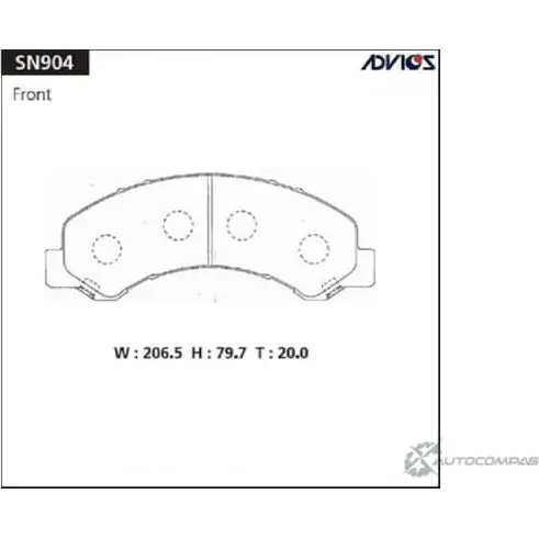Тормозные колодки дисковые, комплект ADVICS SN904 HDY 9J 1422985503