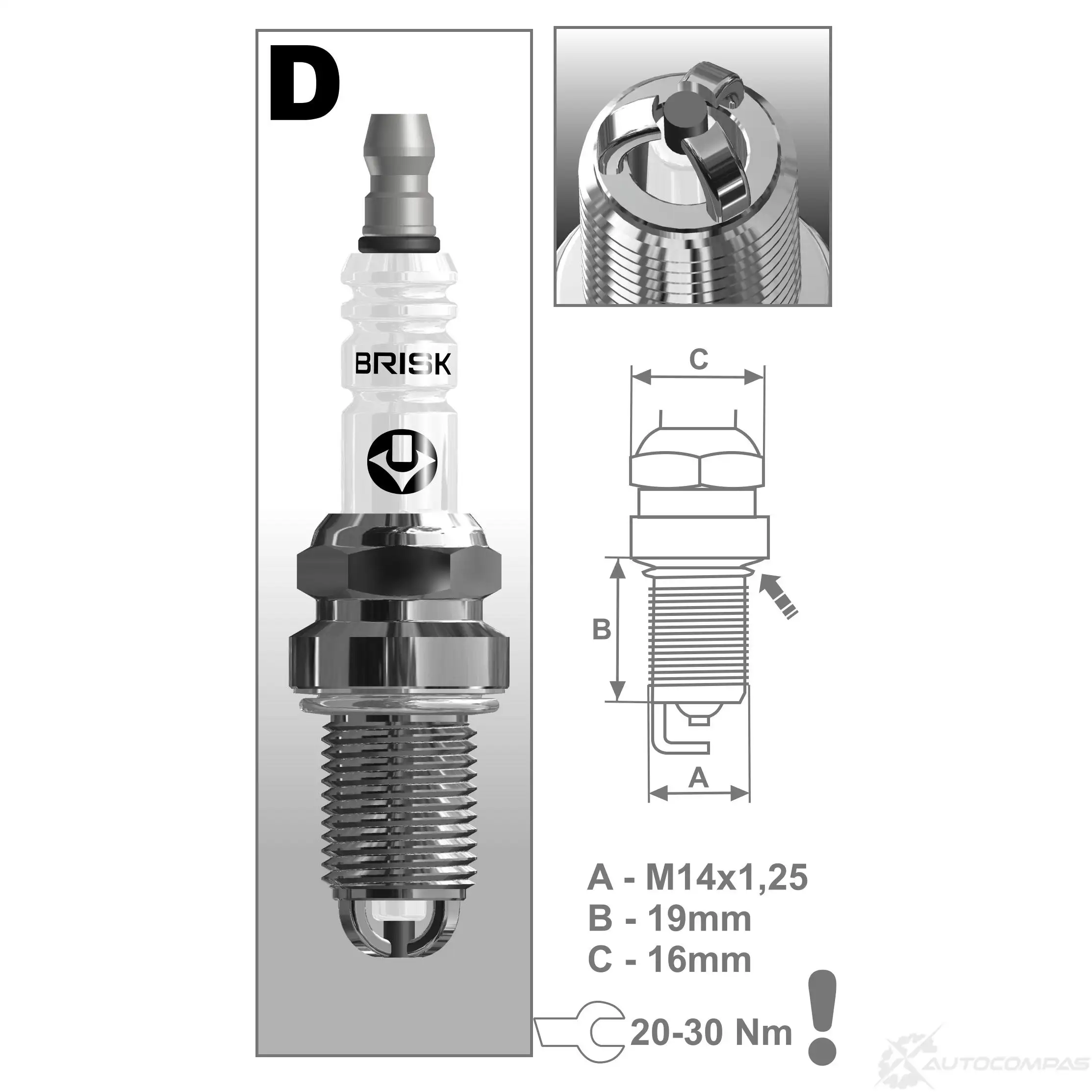 Свеча зажигания BRISK DR14TC1 1439765215 FSPSJK F
