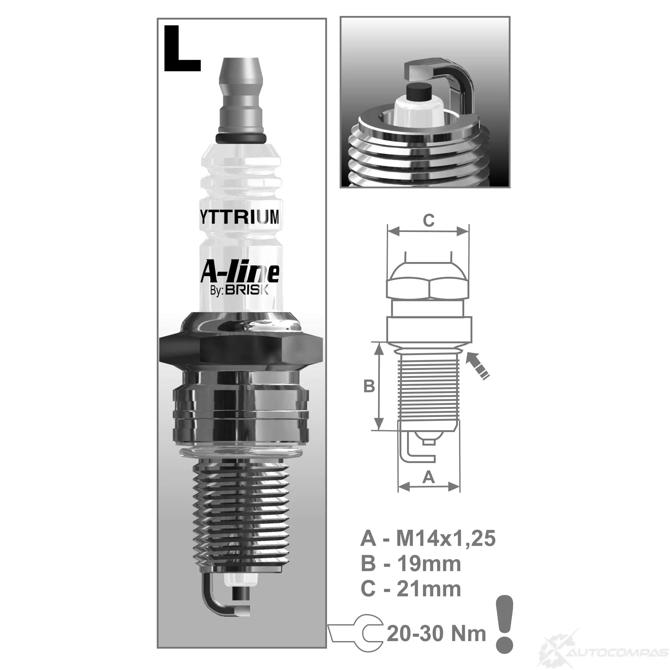 Свеча зажигания никелевая a-line BRISK LR17YCY1 3VTAP 1J 1439765305 изображение 1