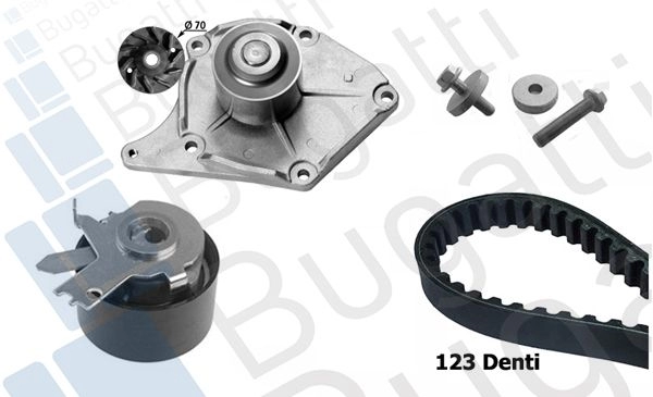 Комплект ремня ГРМ с помпой BUGATTI 1440434483 KBU10011A 4U UP53