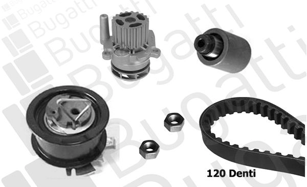 Комплект ремня ГРМ с помпой BUGATTI 1440434551 KBU10380C HNHTS 3