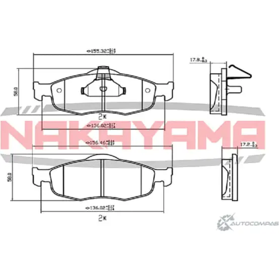 Колодки тормозные дисковые, комплект NAKAYAMA 8FS2F 2 HP8001NY EJOMP58 1425563319