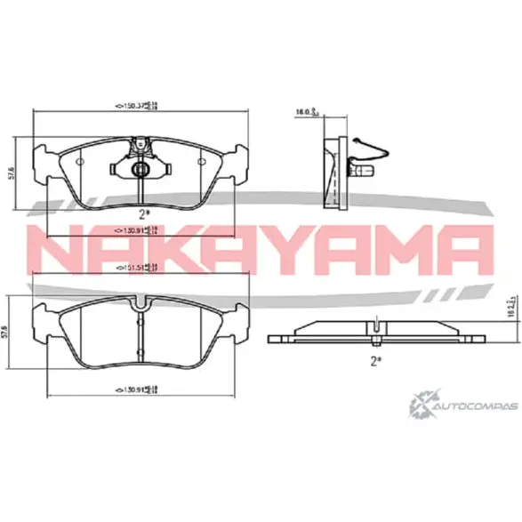 Колодки тормозные дисковые, комплект NAKAYAMA 1425561420 UDHZ4V 77UX8 T8 HP8003NY изображение 0