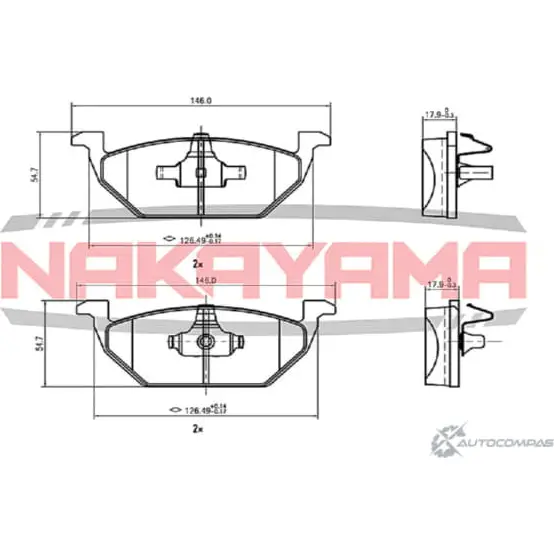 Колодки тормозные дисковые, комплект NAKAYAMA HP8018NY P1WQW10 U4SZ0J Y 1425575105 изображение 0