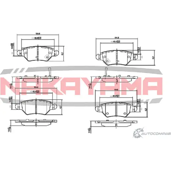 Колодки тормозные дисковые, комплект NAKAYAMA 1425564050 HP8072NY 7O5PZ ONC NVF