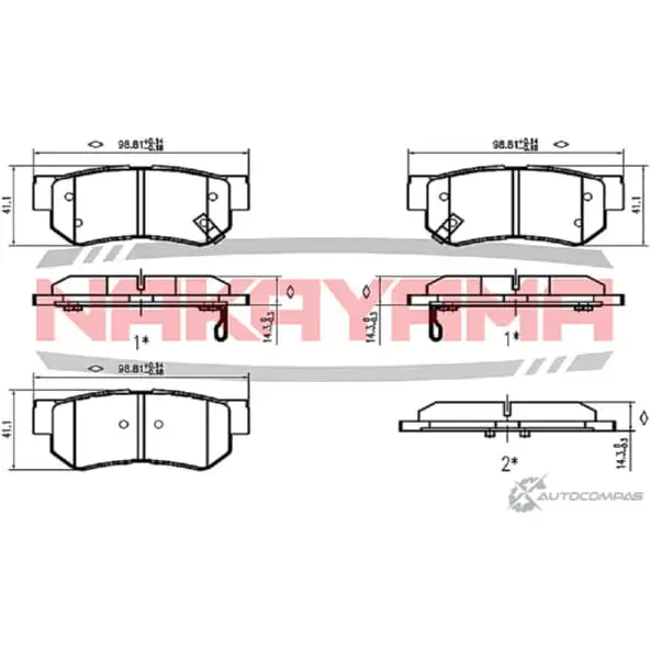 Колодки тормозные дисковые, комплект NAKAYAMA 20JY2E CW OZMU HP8091NY 1425566066