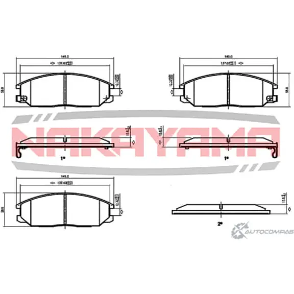 Колодки тормозные дисковые, комплект NAKAYAMA 1425566067 VHXMP HP8097NY N7 B2E0L