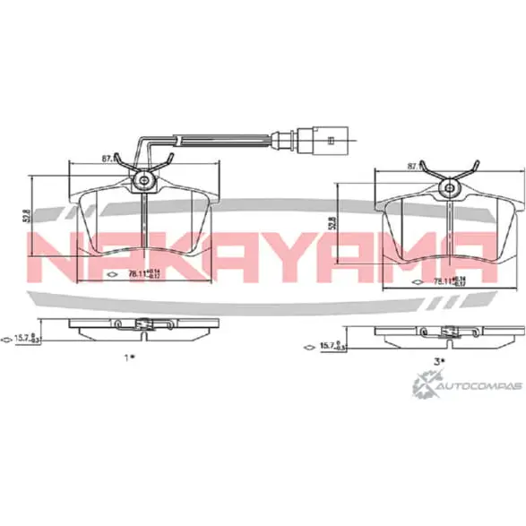 Колодки тормозные дисковые задние, комплект NAKAYAMA HP8105NY DRFPCPZ 1425563322 KS7PC 54