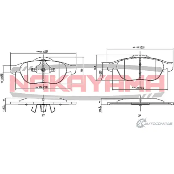Колодки тормозные дисковые, комплект NAKAYAMA 1425571739 HP8106NY J EGURW3 5J99Y