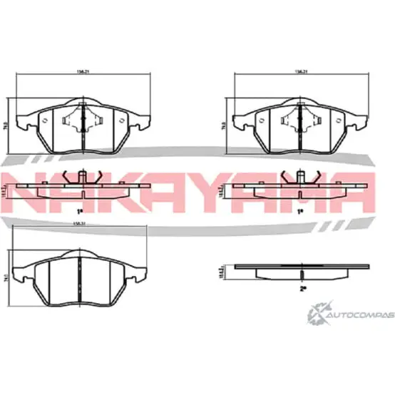 Колодки тормозные дисковые передние, комплект NAKAYAMA VA6HNVO PYEK V HP8129NY 1425575114