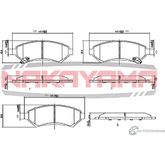 Колодки тормозные дисковые передние, комплект NAKAYAMA HP8158NY QE8ILWH 1425564054 OF 2LG изображение 0