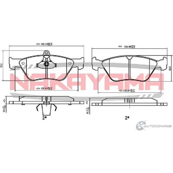 Колодки тормозные дисковые передние, комплект NAKAYAMA HP8159NY 6X 2CD 1425562744 YUB1J изображение 0