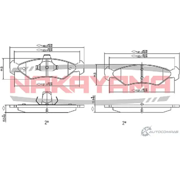 Колодки тормозные дисковые передние, комплект NAKAYAMA 1425563336 D2Q7 OY 7KGDSF HP8171NY
