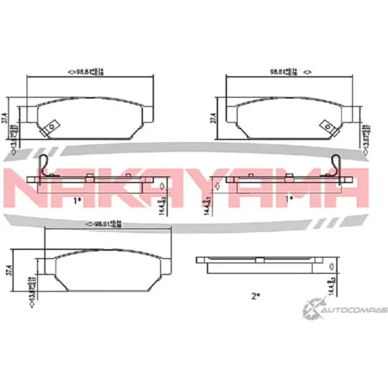 Колодки тормозные дисковые задние, комплект NAKAYAMA HP8178NY ROTQCA DXZ3 BC 1425568655 изображение 0