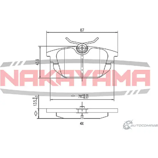 Колодки тормозные дисковые задние, комплект NAKAYAMA 72 02H HP8181NY L8HCI 1425562751