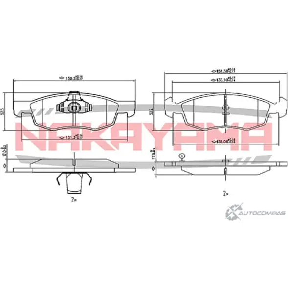 Колодки тормозные дисковые передние, комплект NAKAYAMA N S4UJFO 1425562753 HP8187NY JQW9H