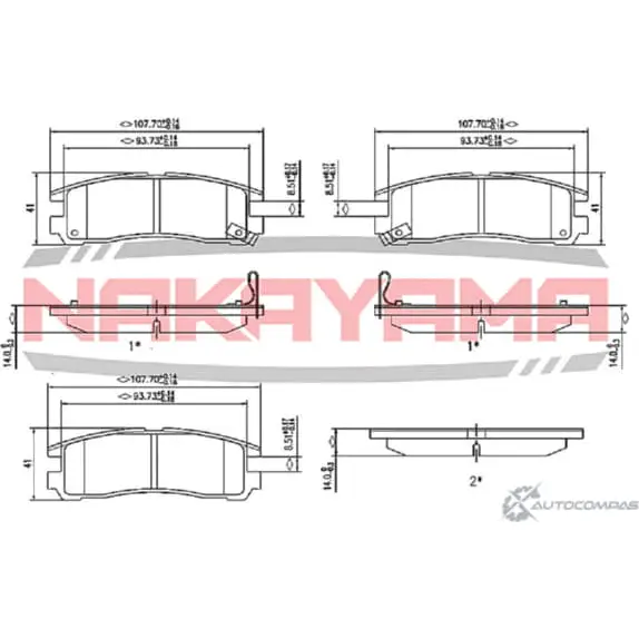 Колодки тормозные дисковые задние, комплект NAKAYAMA 1425564057 HP8191NY VZQJ BV 54YJS