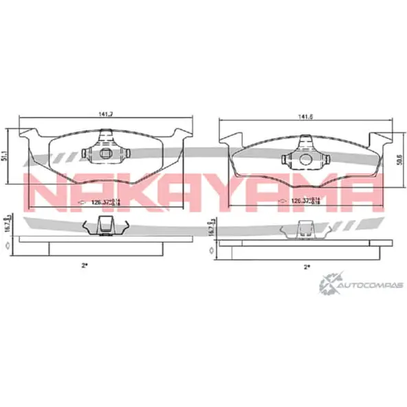 Колодки тормозные дисковые передние, комплект NAKAYAMA 1425575126 812KVD R6A BS6 HP8210NY