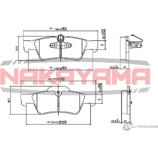 Колодки тормозные дисковые задние, комплект NAKAYAMA 1425562329 6M TD4WO HP8253NY IHS8DU0