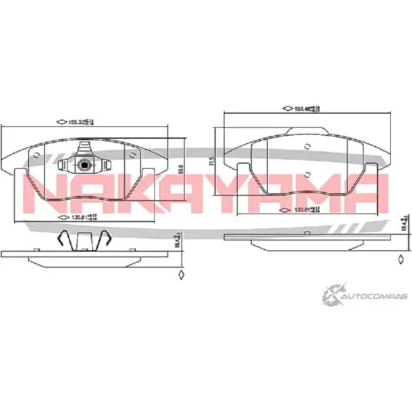 Колодки тормозные дисковые передние, комплект NAKAYAMA HP8275NY CHE PRQ 1425571183 ZMXDT