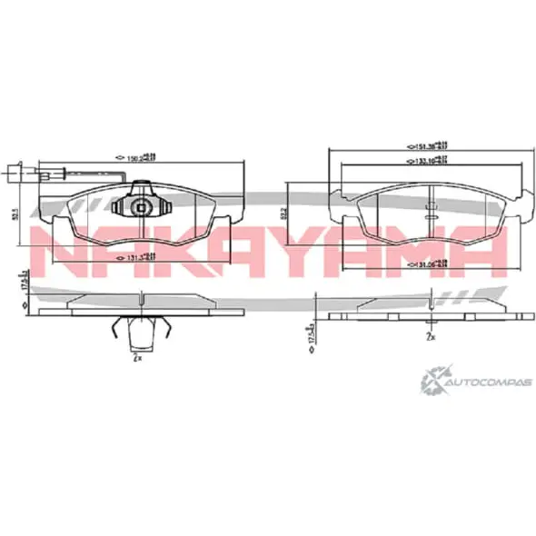 Колодки тормозные дисковые, комплект NAKAYAMA 1425562769 R70W5D VW4M70 9 HP8286NY