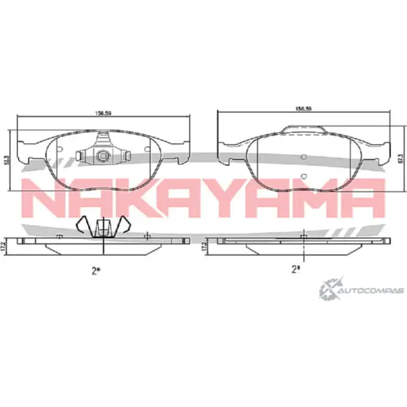 Колодки тормозные дисковые передние, комплект NAKAYAMA 91 YKSS6 1425563346 WPQQ5 HP8295NY изображение 0