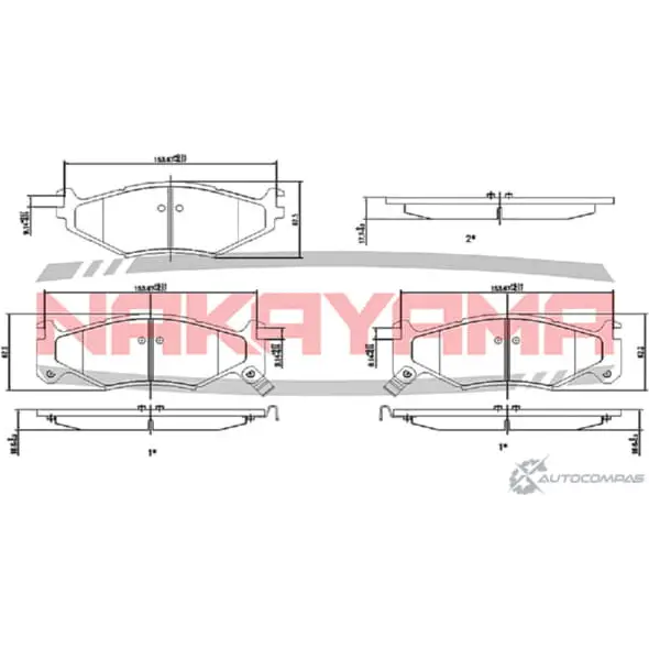 Колодки тормозные дисковые передние, комплект NAKAYAMA RFN2 C4A 1425561792 1UCWF HP8298NY