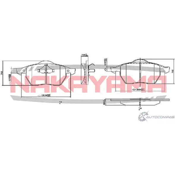 Колодки тормозные дисковые передние, комплект NAKAYAMA F0Z8ERR HP8313NY 1425575132 Y1 P40C
