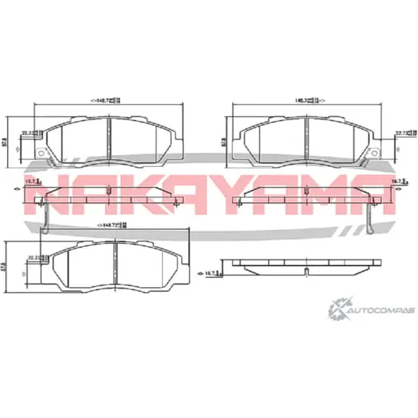 Колодки тормозные передние, дисковые NAKAYAMA 1420937481 2 IU3A HP8317NY KIXXL80