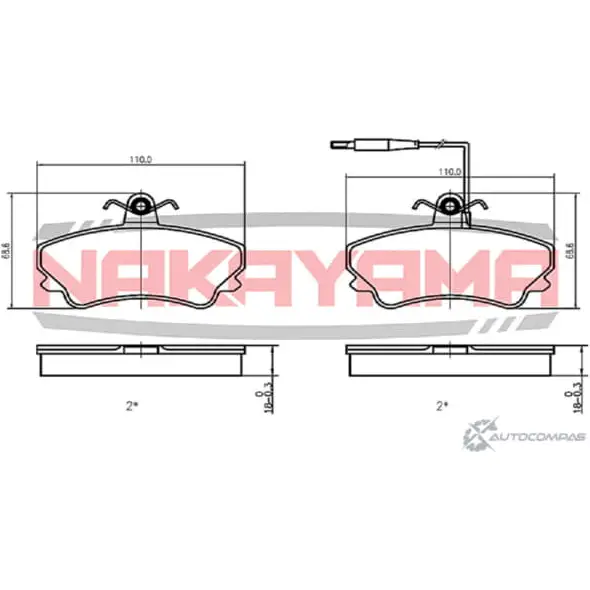 Колодки тормозные дисковые передние, комплект NAKAYAMA 1425571747 Y 4FBQR HP8334NY TSXBWLK