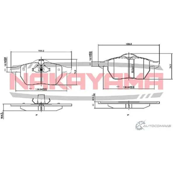 Колодки тормозные дисковые передние, комплект NAKAYAMA 11355 1425564074 HP8350NY T9DSX X5 изображение 0