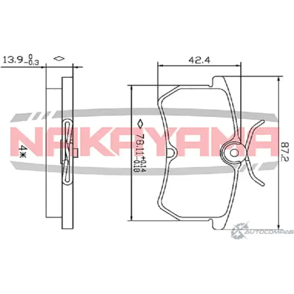 Колодки тормозные дисковые задние, комплект NAKAYAMA VW5BT 1425563354 HP8351NY P1T ZZID изображение 0