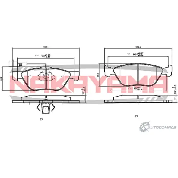 Колодки тормозные дисковые передние, комплект NAKAYAMA HP8353NY 1425562777 R99O4C Z M3NVU