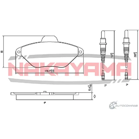 Колодки тормозные дисковые передние, комплект NAKAYAMA HP8355NY 1425571188 TKMT8Z E3U6 IF