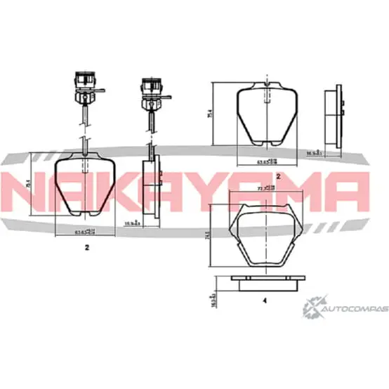 Колодки тормозные дисковые передние, комплект NAKAYAMA 1425575135 HP8361NY JNMOEV N 5Y619OC