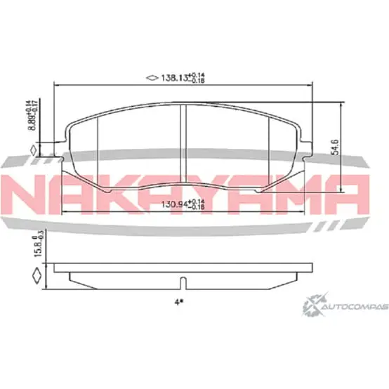 Колодки тормозные передние, дисковые NAKAYAMA HP8363NY RNY0L 1420940081 ROE6N 5X